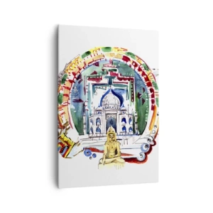 Quadro su tela - Stampe su Tela - Un'illustrazione colorata dell'architettura indiana - 70x100cm - L'equilibrio indiano del mondo - Decorazione murale moderna per soggiorno e camera da letto ARTTOR