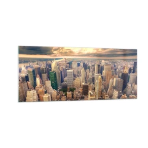 Quadro su vetro - Metropolis dorata - 100x40 cm