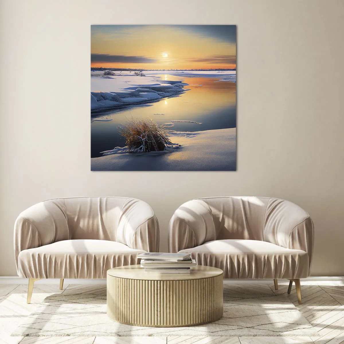 Quadro su vetro - Tramonto invernale - 60x60 cm