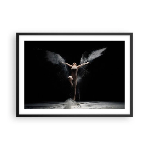 Poster in cornice nera - Una ballerina in movimento con un sorprendente effetto polvere su uno sfondo nero - 70x50cm - Gli elfi esistono - Decorazione murale moderna per soggiorno e camera da letto ARTTOR