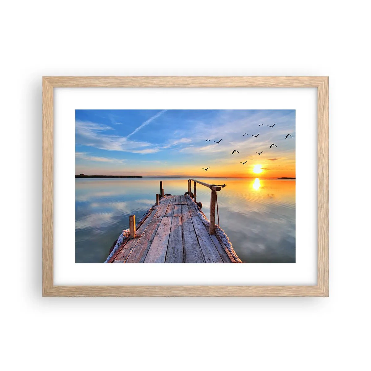 Poster in cornice rovere chiaro - Camminando verso il sole - 40x30 cm