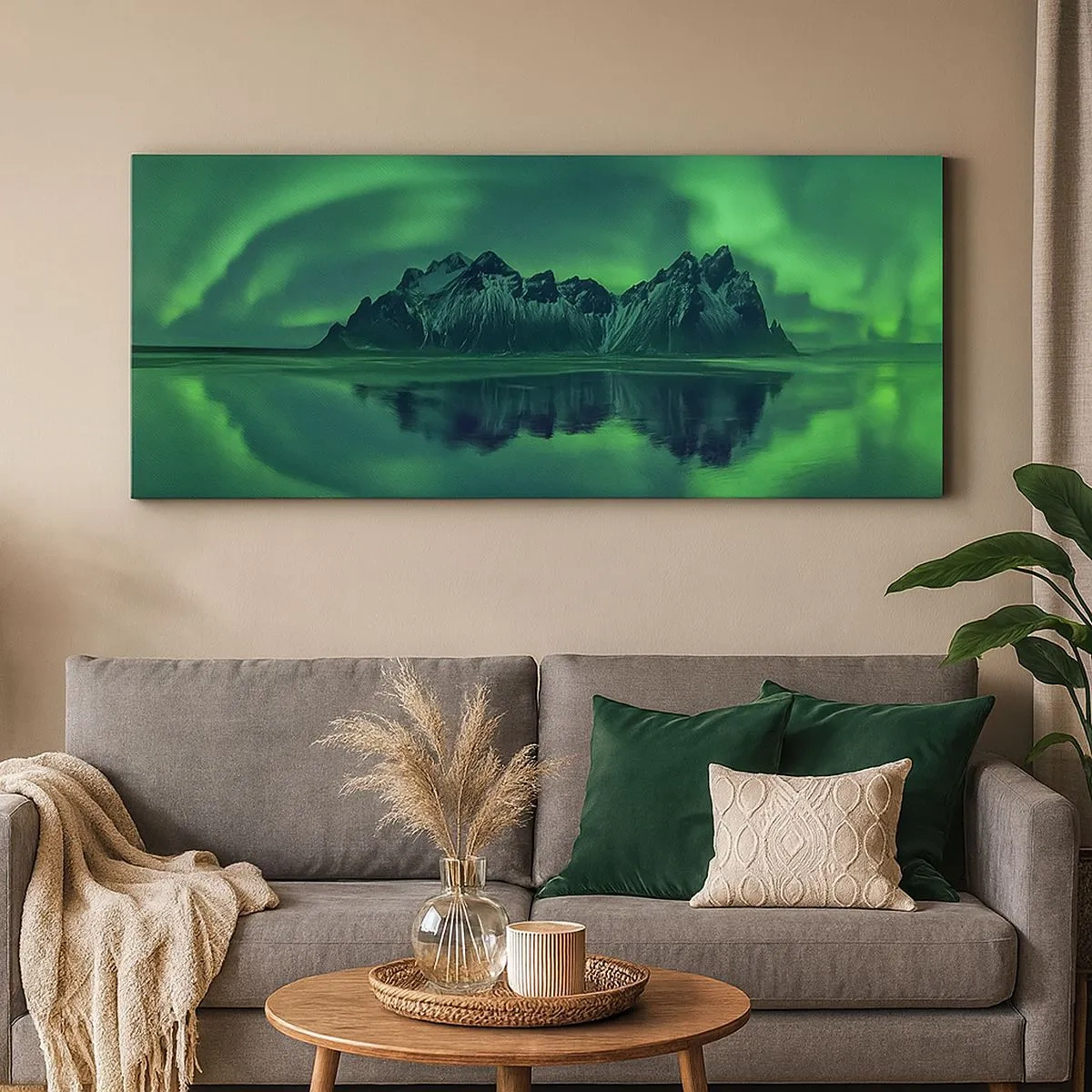 Quadro su tela - Stampe su Tela - Tra le braccia dell'aurora boreale - 100x40 cm