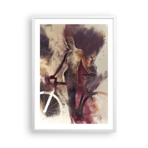 Poster in cornice bianca - Nelle forme di marmo un'anima da ciclista - 50x70 cm
