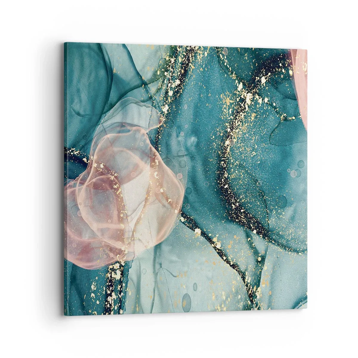 Quadro su tela - Stampe su Tela - Blu di seta, rosa di tulle - 70x70 cm