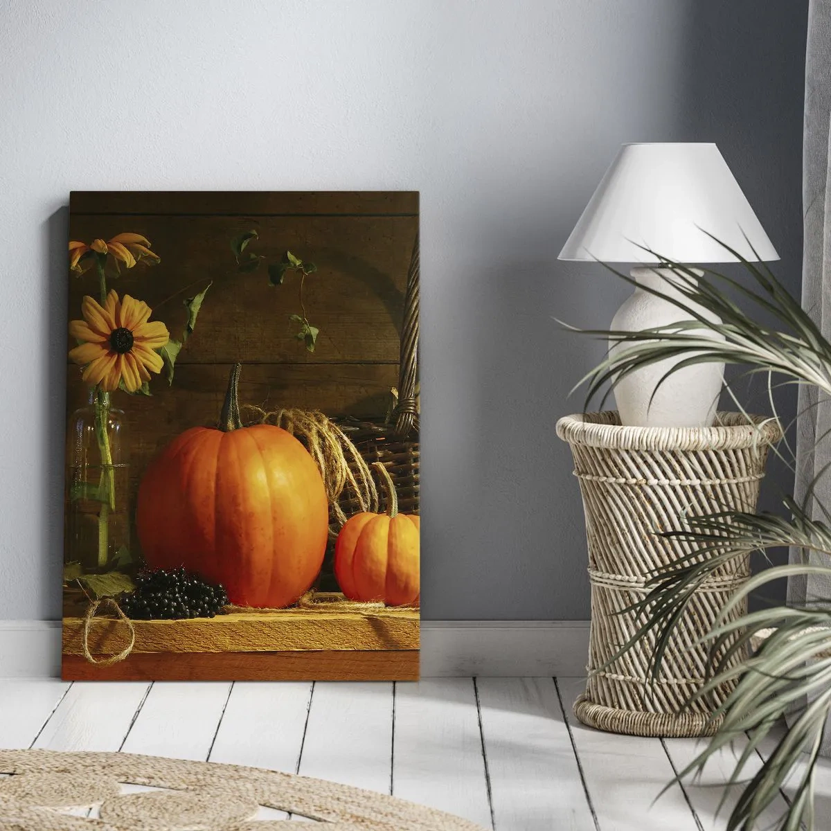 Quadro su tela - Stampe su Tela - Composizione rustica: i doni dell'autunno - 45x80 cm