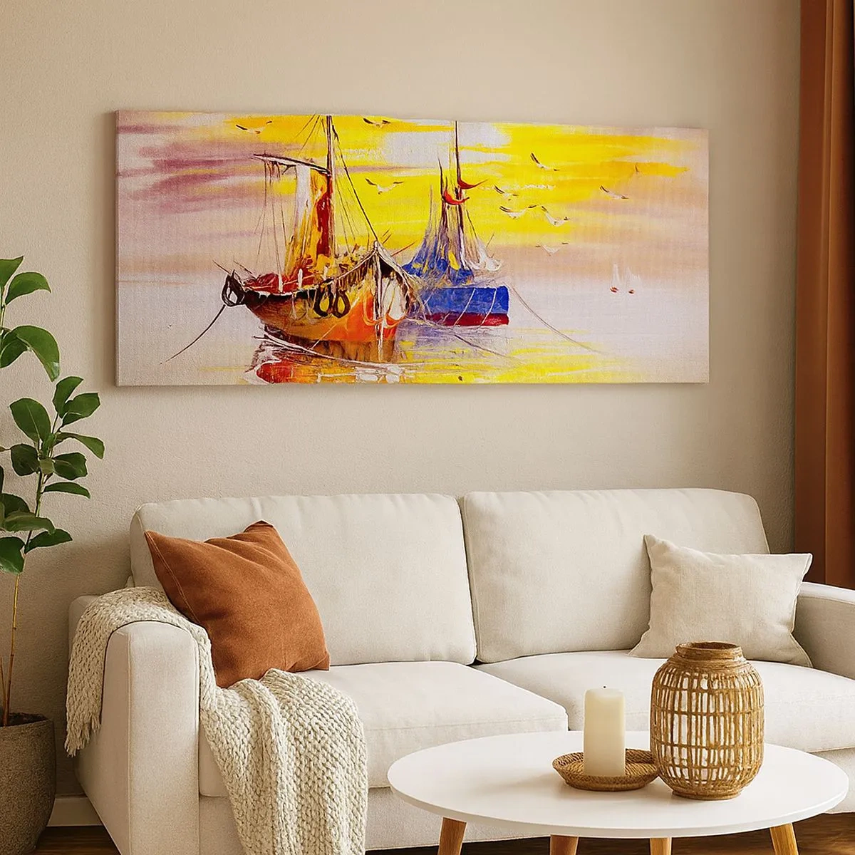 Quadro su tela - Stampe su Tela - Meritato riposo nel porto - 100x40 cm