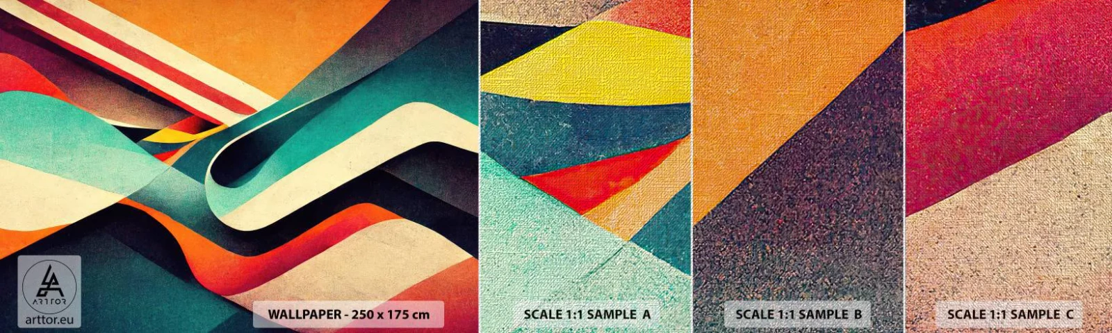 Campione di Fotomurale Premium Canvas - Composizione intensa - Astrazione, Pezzo, Linee - 100x30 cm