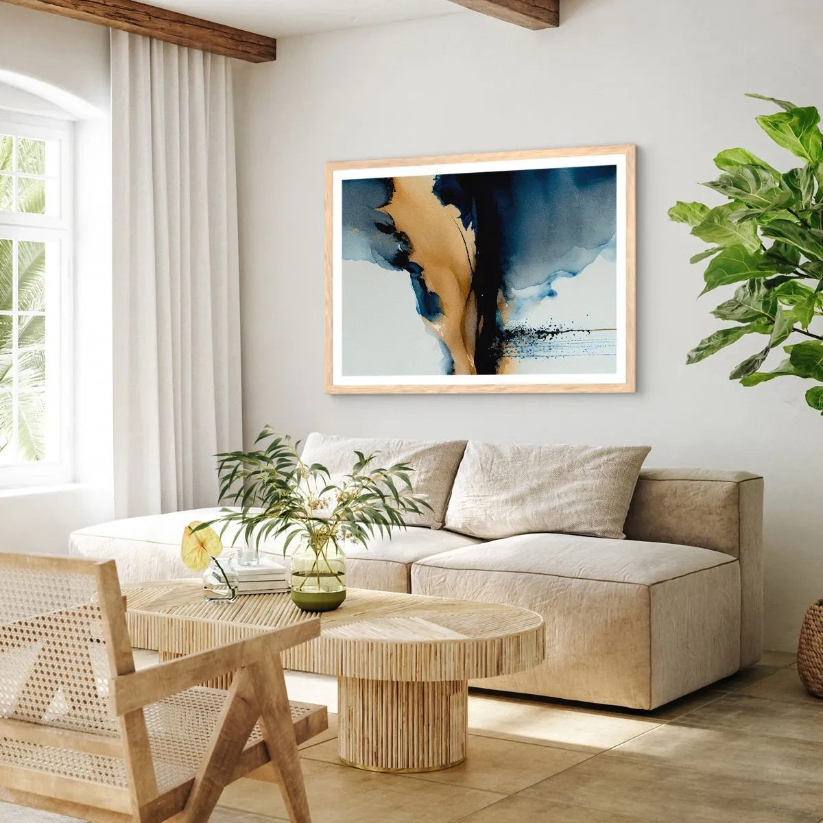 Poster in cornice rovere chiaro - Dietro la cortina - 100x70 cm