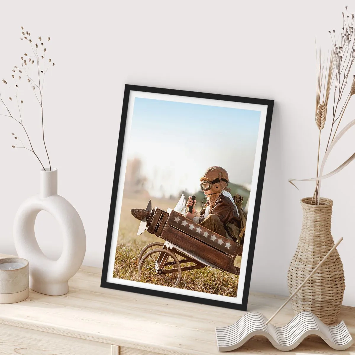 Poster in cornice nera - Decollo verso i sogni - 50x70 cm