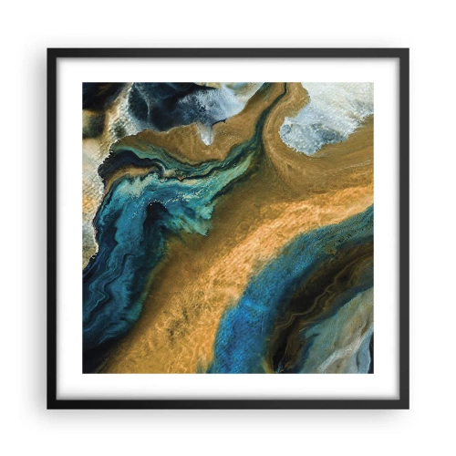 Poster in cornice nera - Blu-oro: influenza reciproca - 50x50 cm