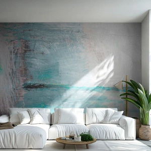 Fotomurali Premium Sand - Paesaggio astratto nei toni del blu e del grigio - 100x70cm - Orizzonte nel blu - Decorazione murale moderna per soggiorno e camera da letto ARTTOR