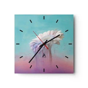 Orologio da parete - Orologio in Vetro - Gerbera pastello con effetto sfocato - 30x30cm - L'aldilà dei fiori - Decorazione murale moderna per soggiorno e camera da letto ARTTOR