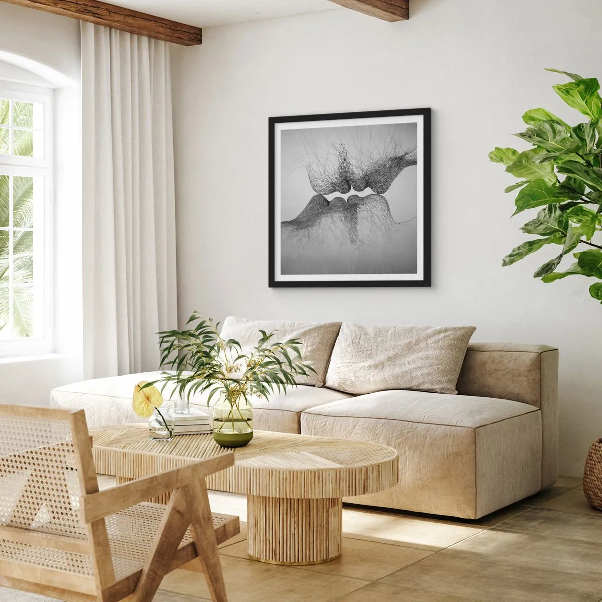 Poster in cornice nera - Il bacio del vento - 30x30 cm
