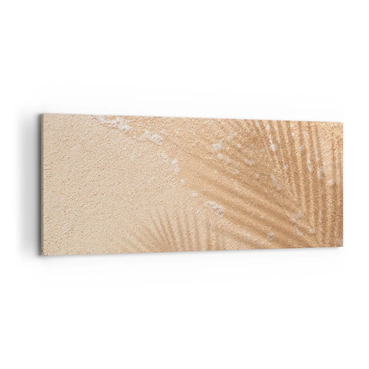 Quadro su tela - Stampe su Tela - L'ombra di una palma sulla sabbia con un delicato motivo a onde - 120x50cm - Ombra di un'estate bollente - Decorazione murale moderna per soggiorno e camera da letto ARTTOR