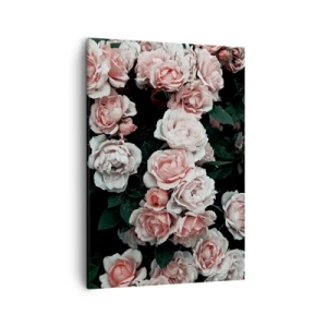 Quadro su tela - Stampe su Tela - Rose rosa su sfondo scuro in una composizione delicata - 50x70cm - Composizione di rose - Decorazione murale moderna per soggiorno e camera da letto ARTTOR