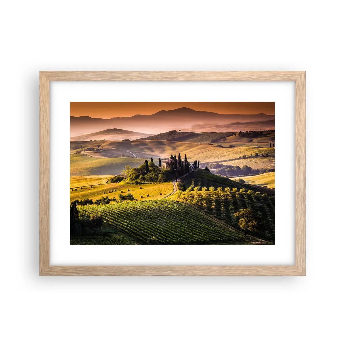 Poster in cornice rovere chiaro - Arcadia: paesaggio toscano - 40x30 cm