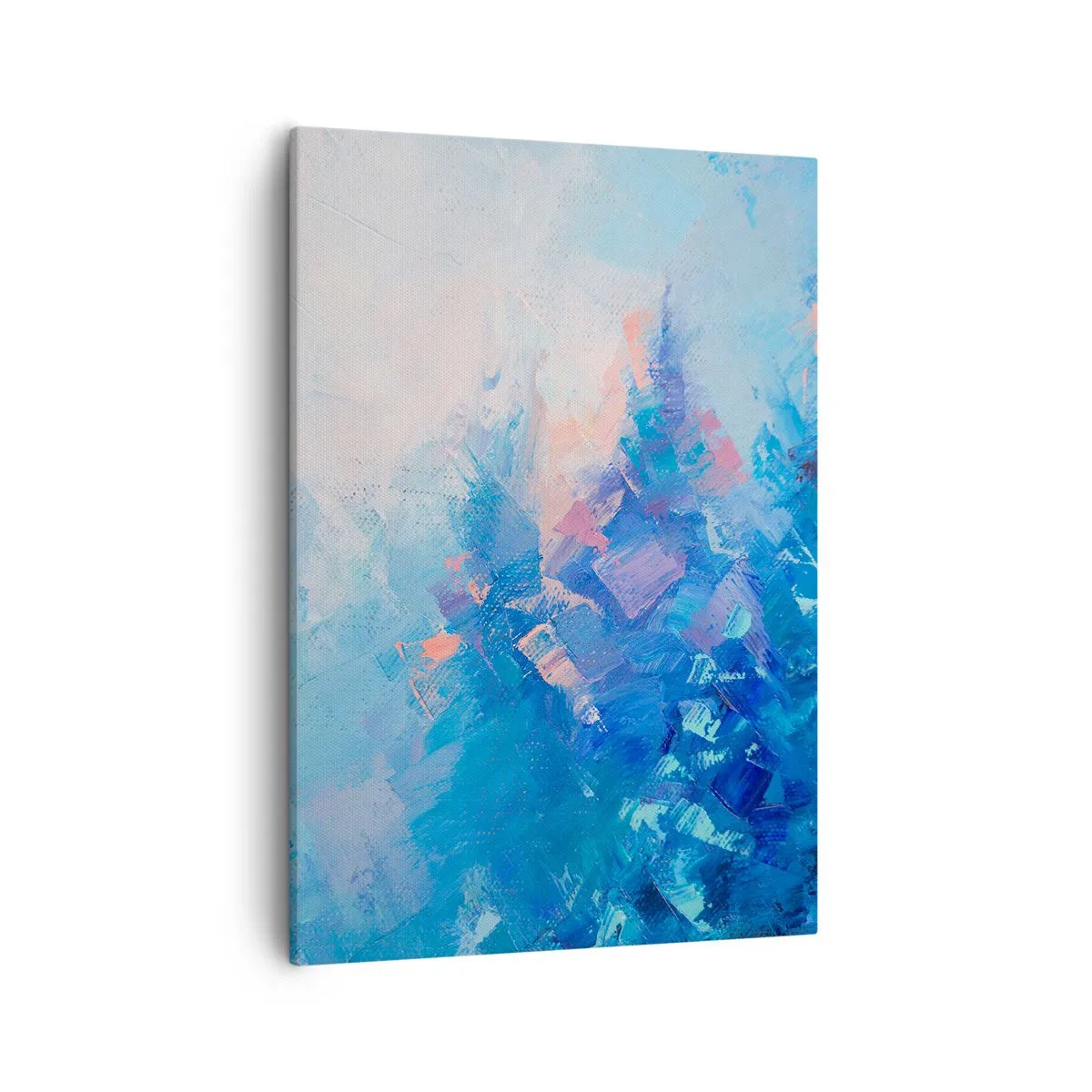 Quadro su tela - Stampe su Tela - Composizione astratta nei toni del blu e del rosa - 50x70cm - Astrazione invernale - Decorazione murale moderna per soggiorno e camera da letto ARTTOR