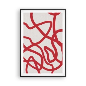 Poster in cornice nera - Rosso su bianco - 61x91 cm