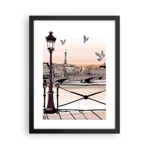 Poster in cornice nera - Sui tetti di Parigi - 30x40 cm