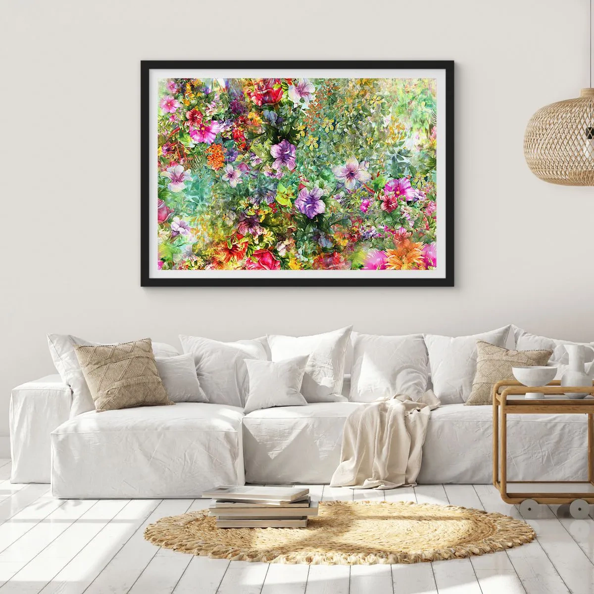 Poster in cornice nera - Perdersi nei fiori - 91x61 cm