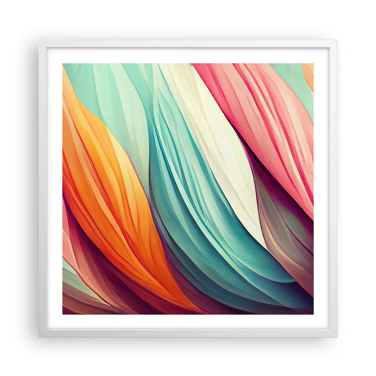 Poster in cornice bianca - Intreccio arcobaleno - 60x60 cm