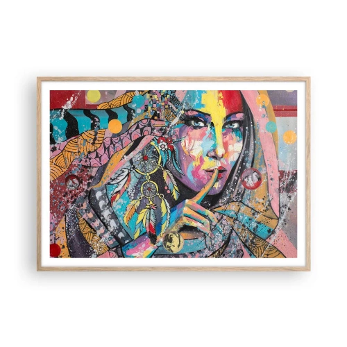 Poster in cornice rovere chiaro - Taci, finché capirai - 100x70 cm