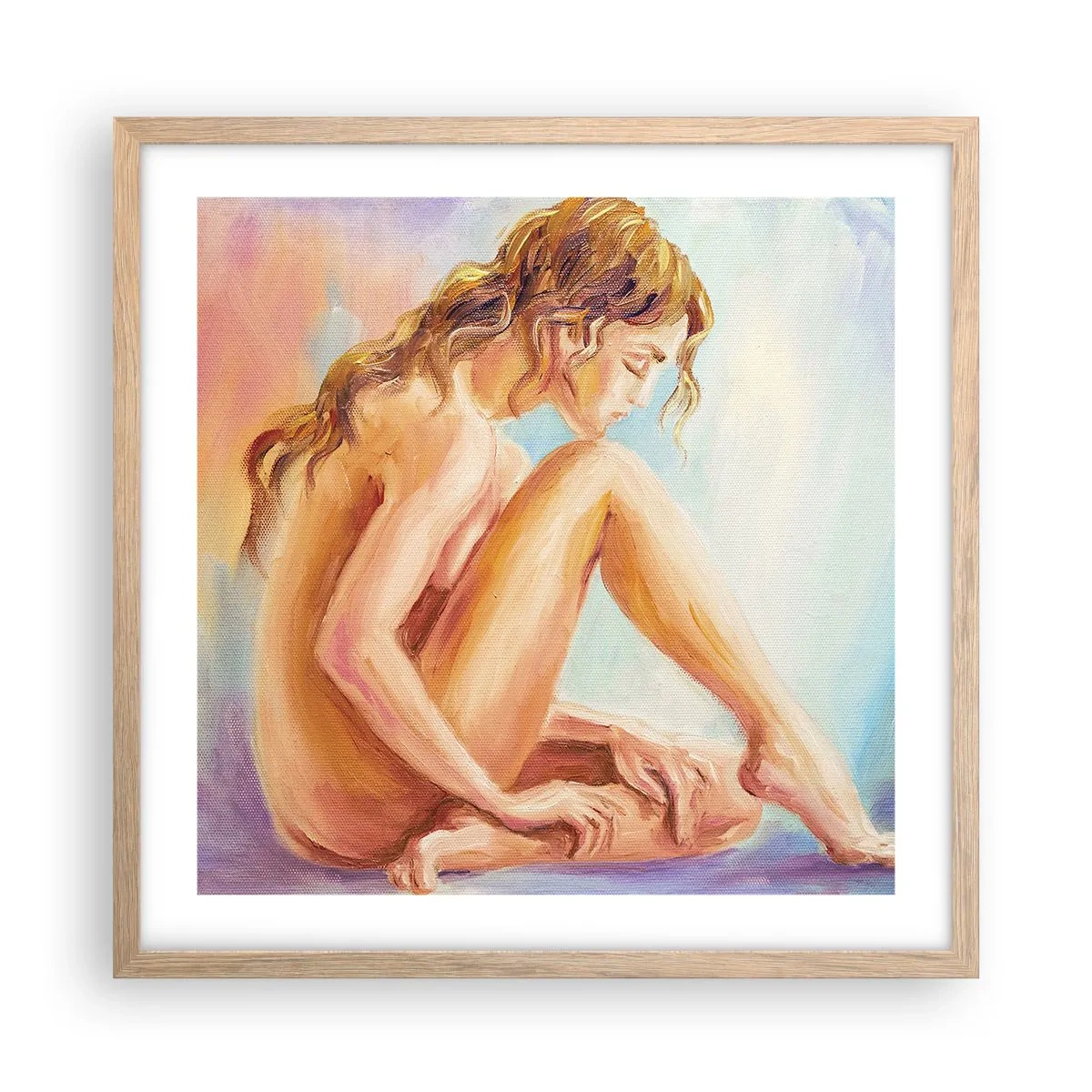 Poster in cornice rovere chiaro - Nudo di giovane - 50x50 cm