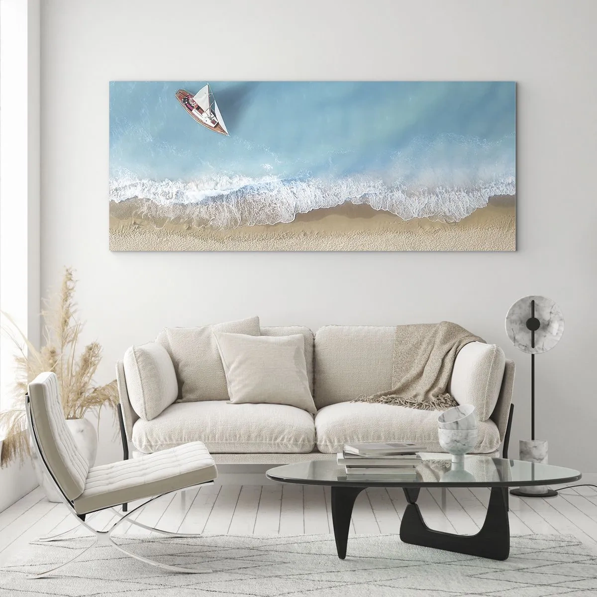 Quadro su vetro - Al confine del blu e dell'oro - 100x40 cm