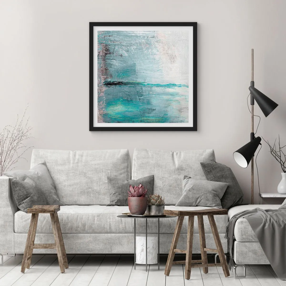 Poster in cornice nera - Orizzonte nel blu - 30x30 cm