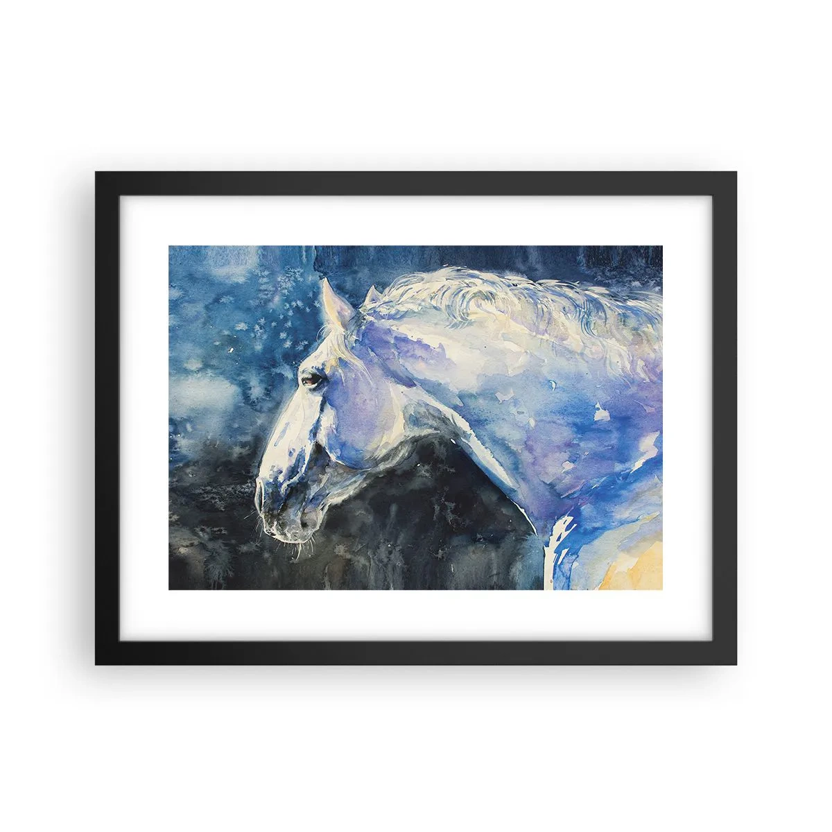 Poster in cornice nera - Ritratto in luce blu - 40x30 cm