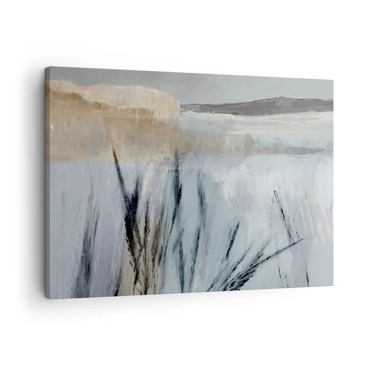 Quadro su tela - Stampe su Tela - Un pittoresco paesaggio invernale con campi ed erbe - 70x50cm - Campi d'inverno - Decorazione murale moderna per soggiorno e camera da letto ARTTOR