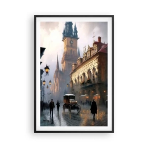 Poster in cornice nera - Il fascino delle sere di Praga - 61x91 cm