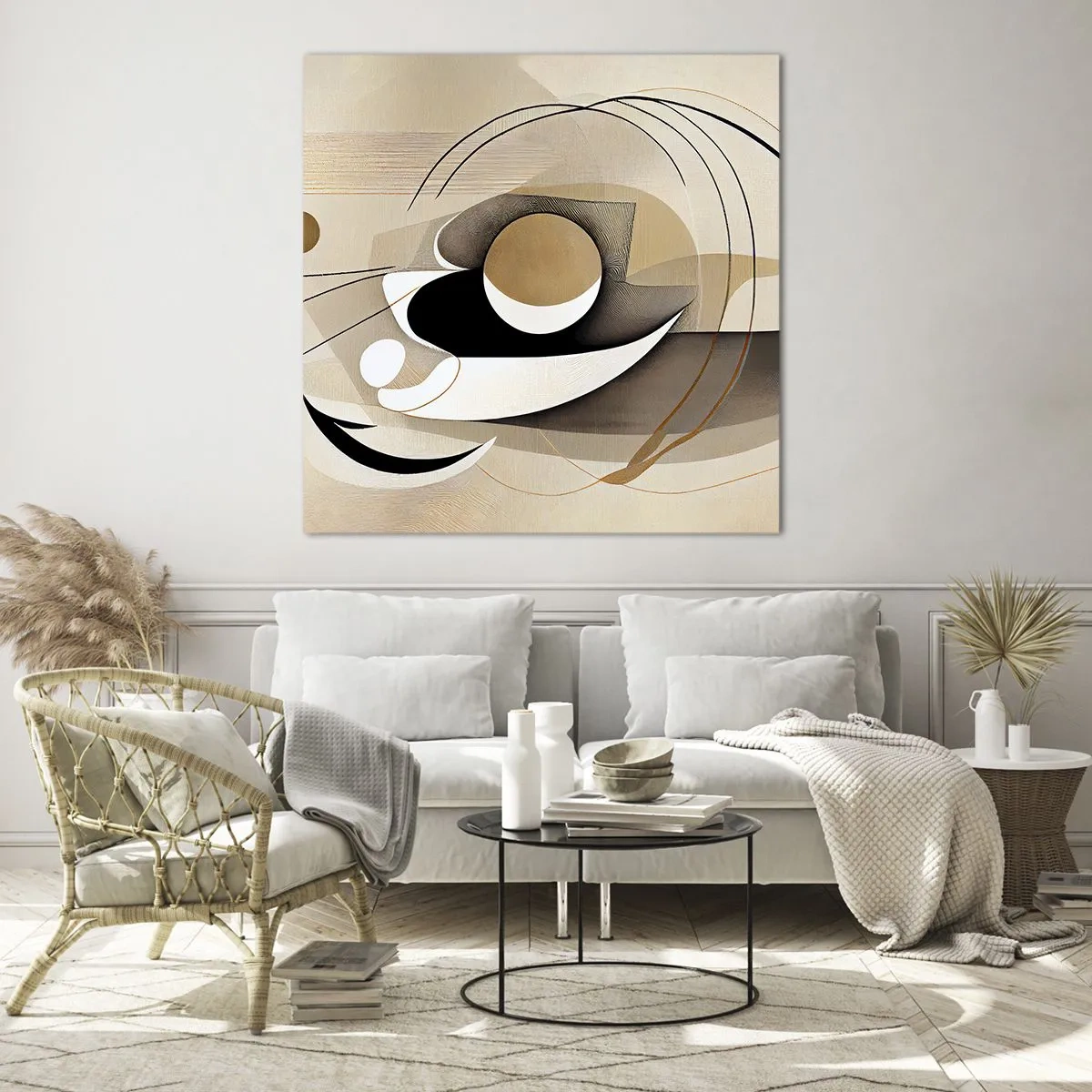 Quadro su vetro - Composizione: l'essenza delle cose - 70x70 cm