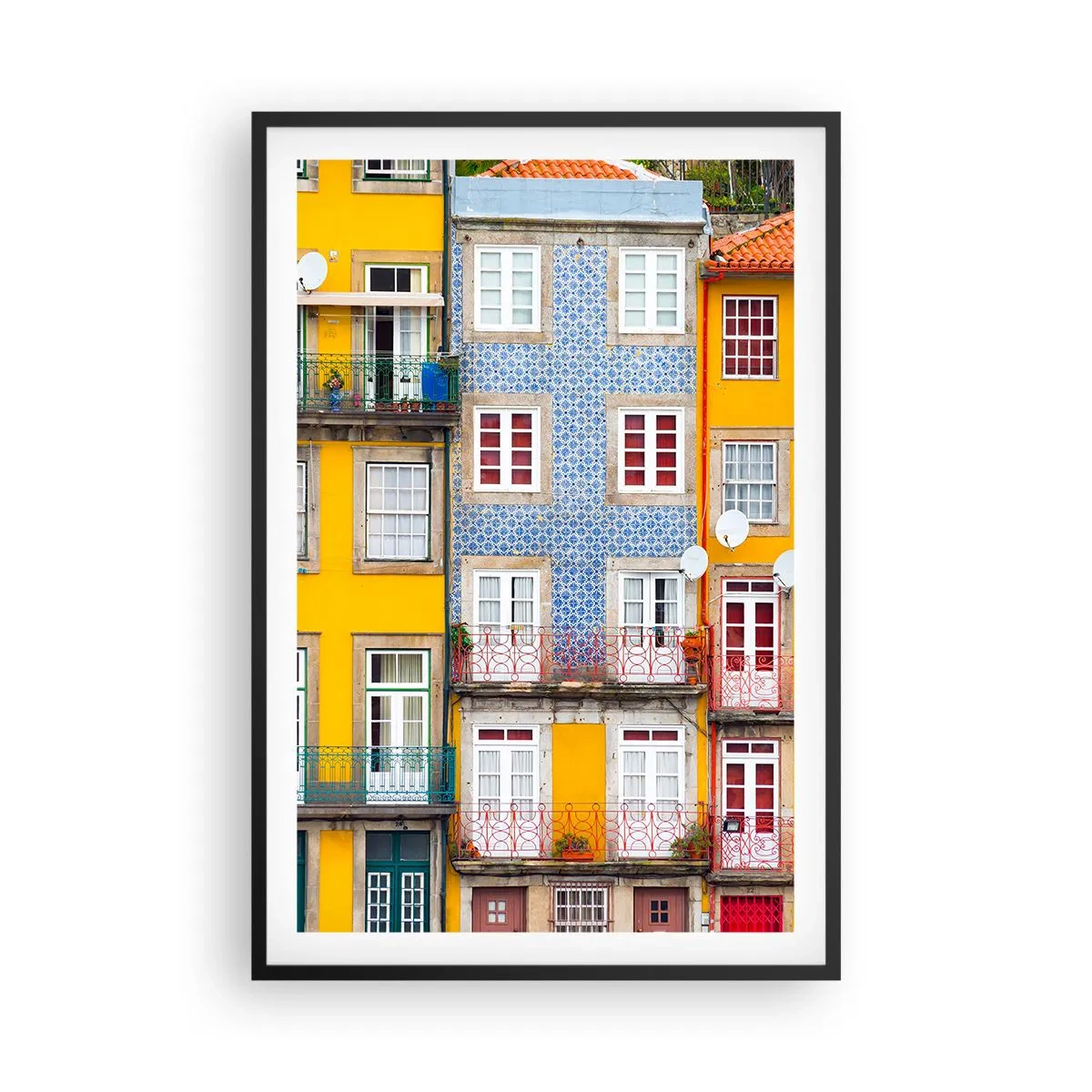 Poster in cornice nera - I colori della città vecchia - 61x91 cm
