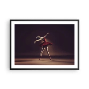 Poster in cornice nera - Una ballerina in abito rosso sullo sfondo di un palco - 70x50cm - Prima ballerina - Decorazione murale moderna per soggiorno e camera da letto ARTTOR