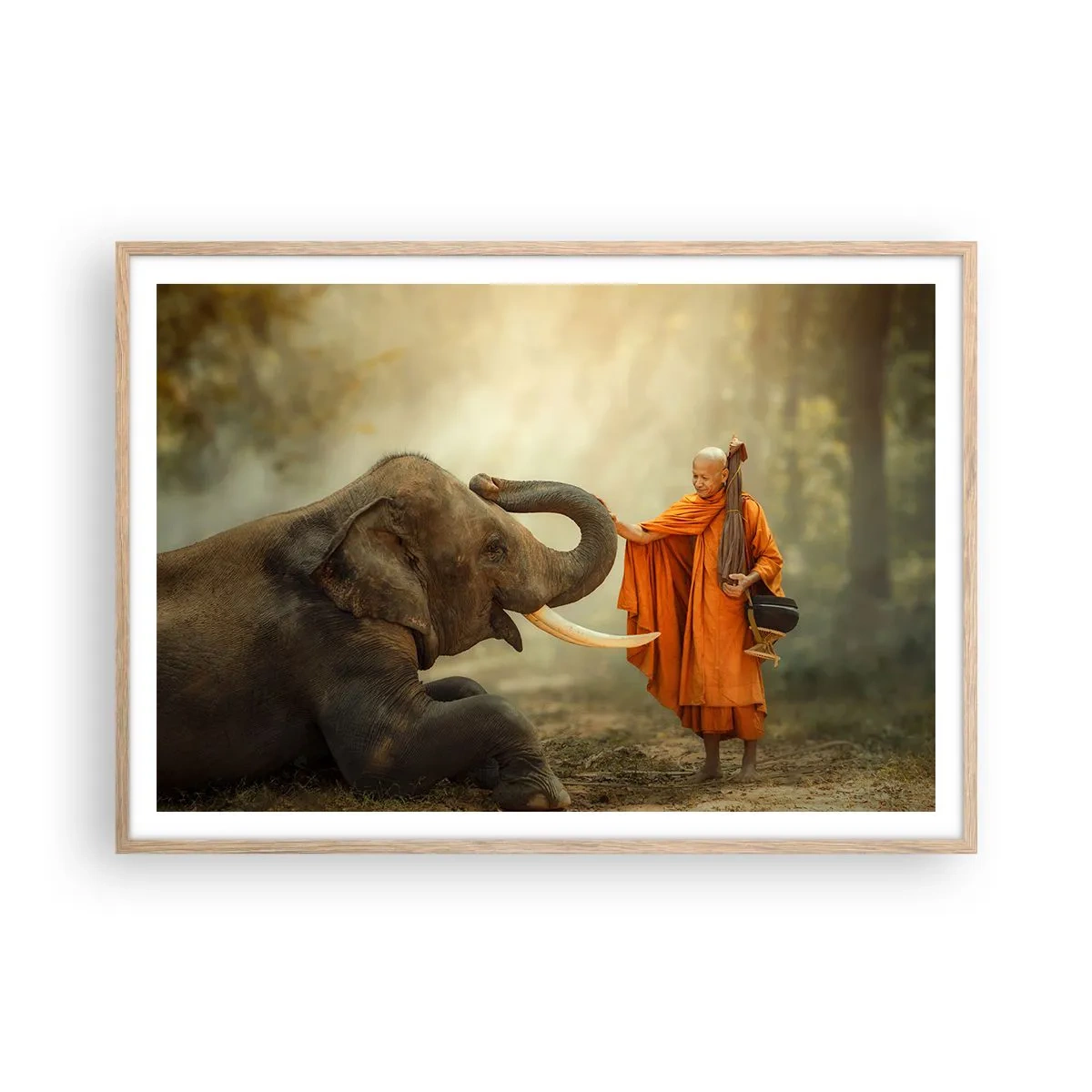 Poster in cornice rovere chiaro - Incontro nel viaggio - 100x70 cm