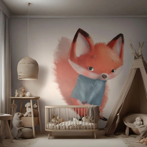 Fotomurali Premium Sand - Ci sto bene? - Per bambini, Volpe, Fiaba - 350x256 cm