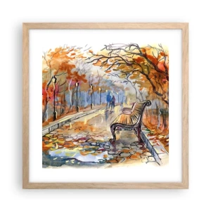 Poster in cornice rovere chiaro - Passeggiando insieme l'autunno - 40x40 cm