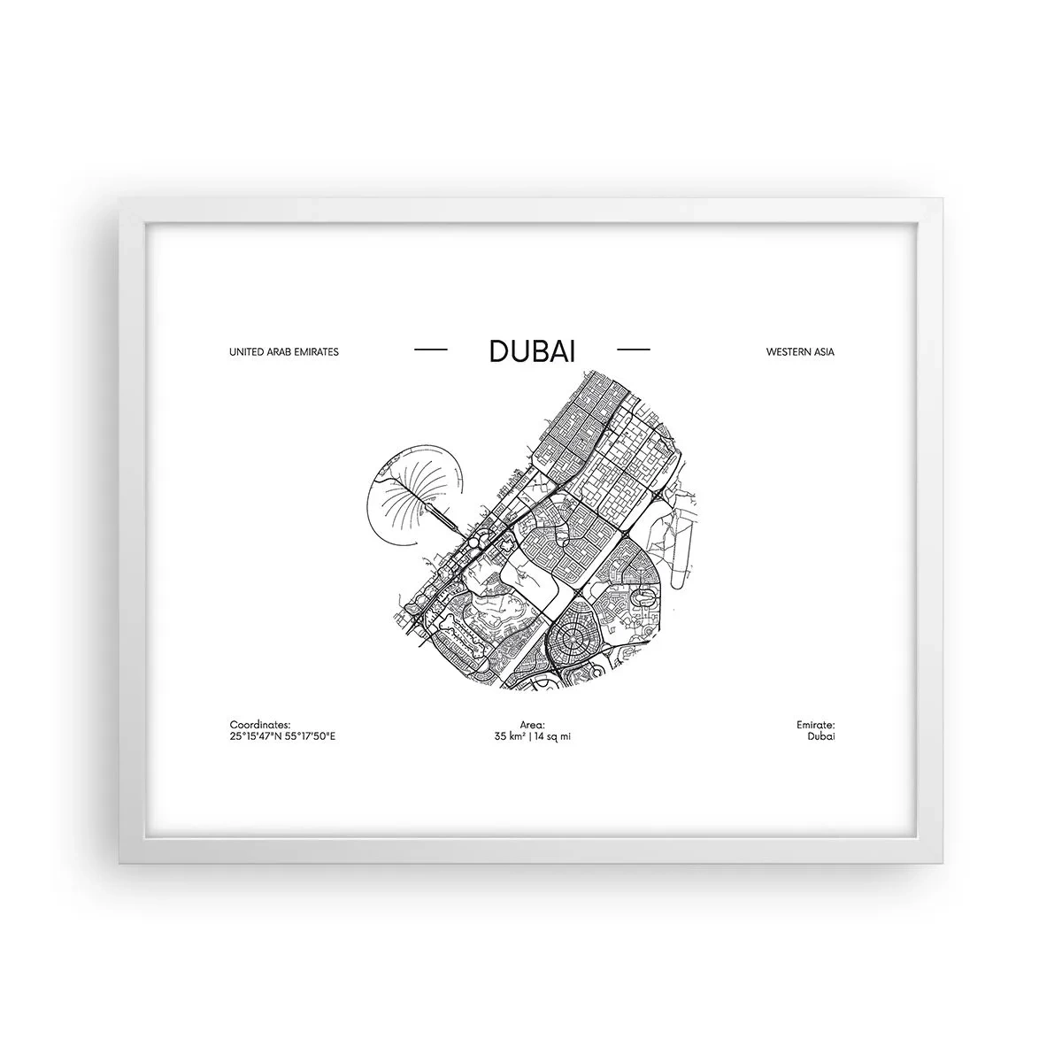Poster in cornice bianca - Anatomia di Dubai - 50x40 cm