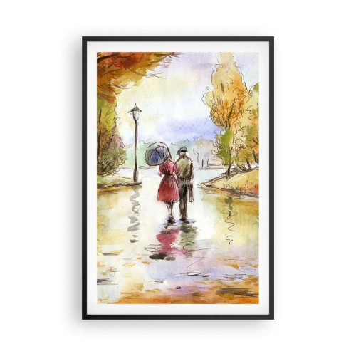 Poster in cornice nera - Autunno romantico nel parco - 61x91 cm