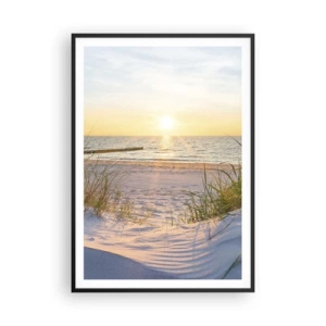 Poster in cornice nera - Rumore del mare, uccelli che cantano, spiaggia selvatica tra i cespugli... - 70x100 cm