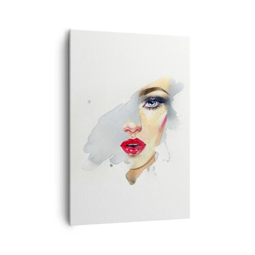 Quadro su tela - Stampe su Tela - Ritratto ad acquerello di una donna dallo sguardo intenso. - 70x100cm - Riflesso in una goccia d'acqua - Decorazione murale moderna per soggiorno e camera da letto ARTTOR