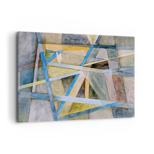 Quadro su tela - Stampe su Tela - Composizione geometrica con linee chiare e blu - 100x70cm - Dritto o obliquo? - Decorazione murale moderna per soggiorno e camera da letto ARTTOR