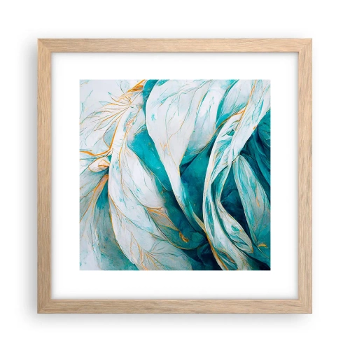 Poster in cornice rovere chiaro - Astrazione blu con motivi d'oro - 30x30 cm