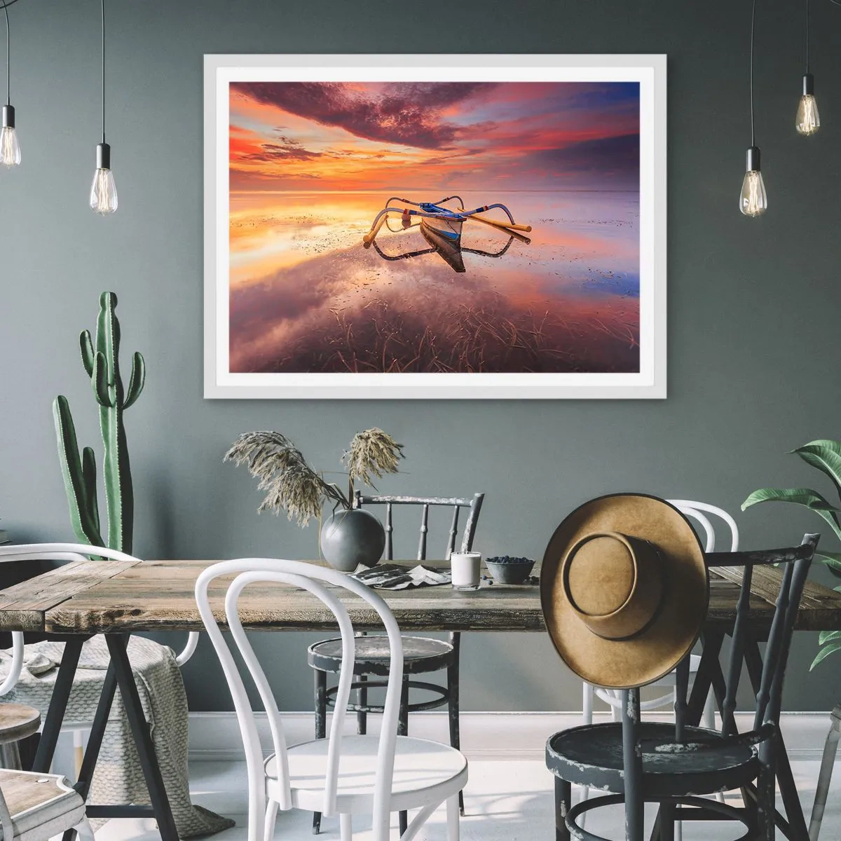 Poster in cornice bianca - La pace della sera tropicale - 40x30 cm