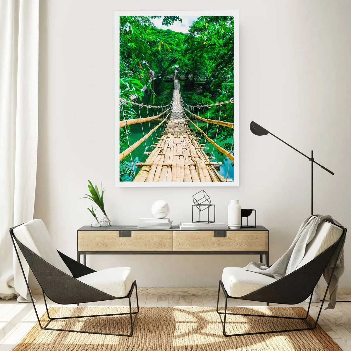 Poster - Ponte sospeso sopra il verde - 30x40 cm