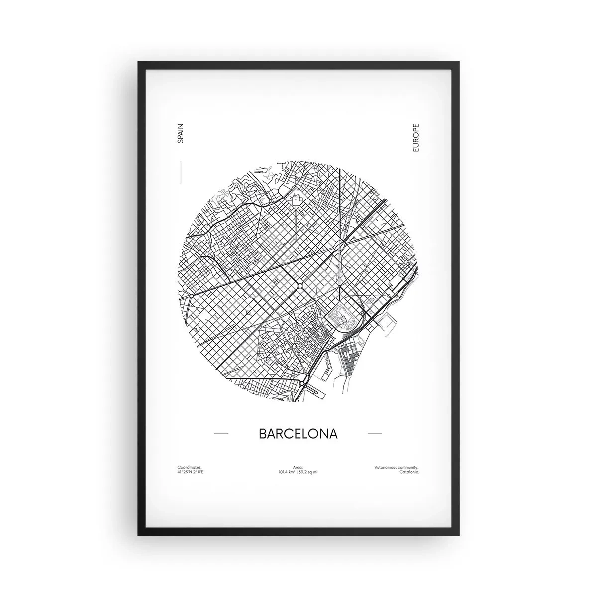 Poster in cornice nera - Anatomia di Barcellona - 61x91 cm