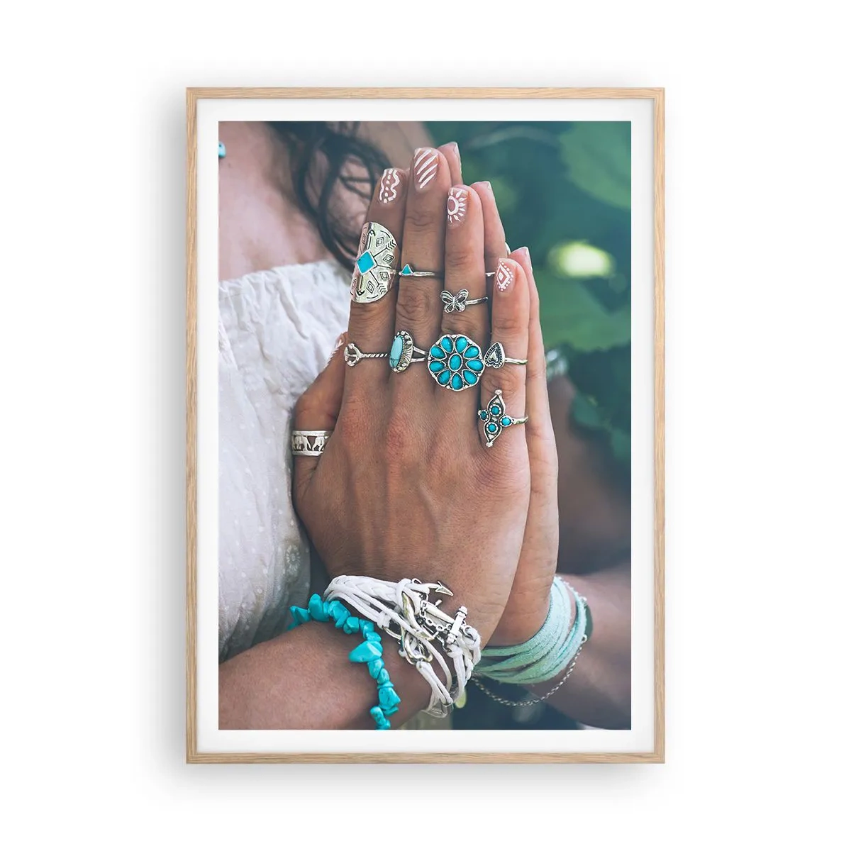 Poster in cornice rovere chiaro - Benvenuto al centro dell'essere - 70x100 cm