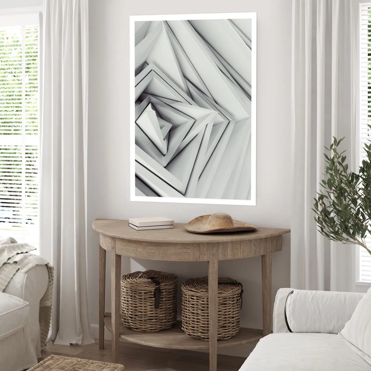 Poster - Composizione astratta di triangoli geometrici in 3D - 50x70cm - Germogli spigolosi - Decorazione murale moderna per soggiorno e camera da letto ARTTOR