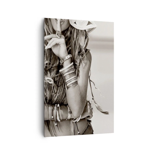 Quadro su tela - Stampe su Tela - Ritratto di una donna boho con gioielli - 80x120cm - Come una ragazza - Decorazione murale moderna per soggiorno e camera da letto ARTTOR